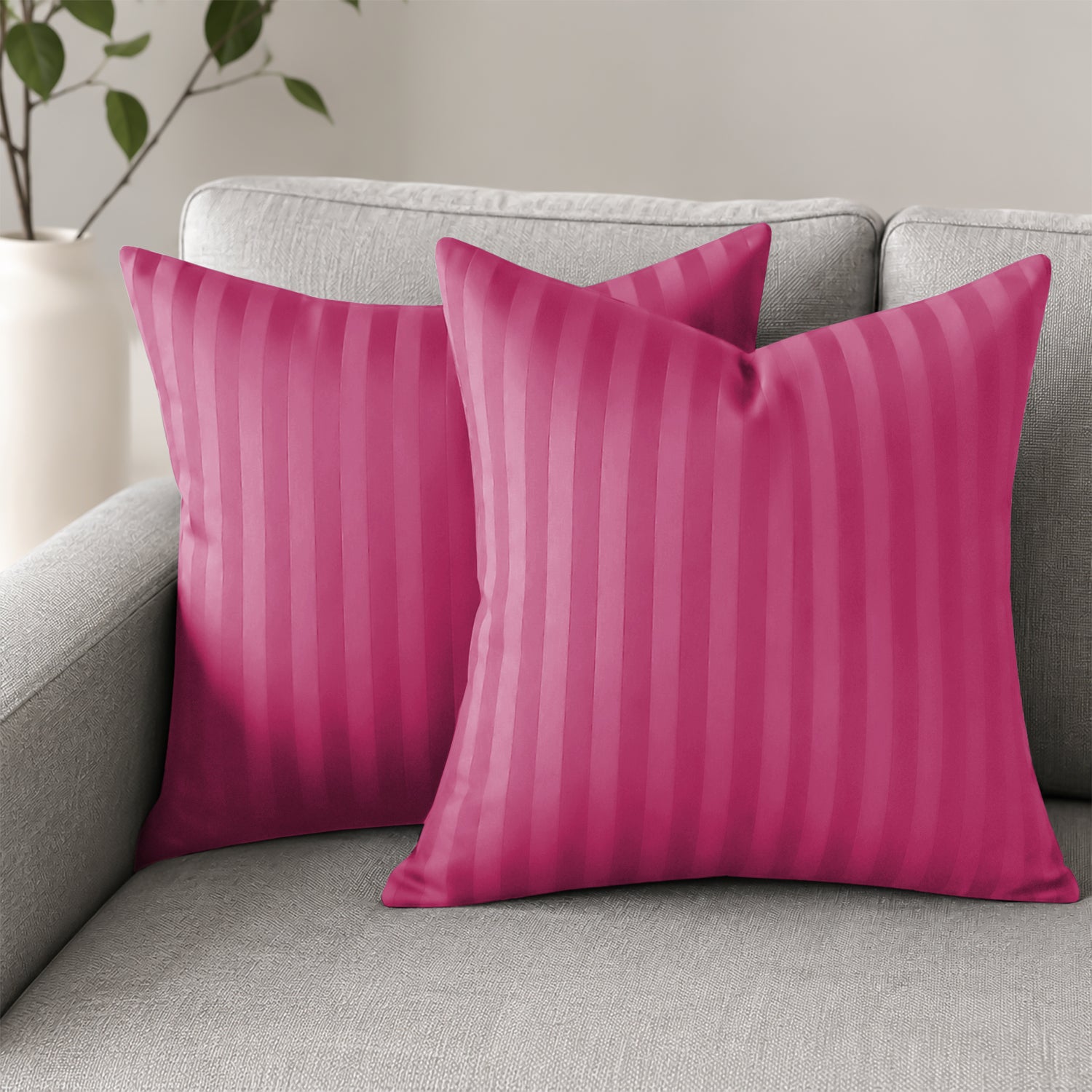 Pair of Soft Microfibre Stripe Cushion Covers for Bed & Living Room Decor