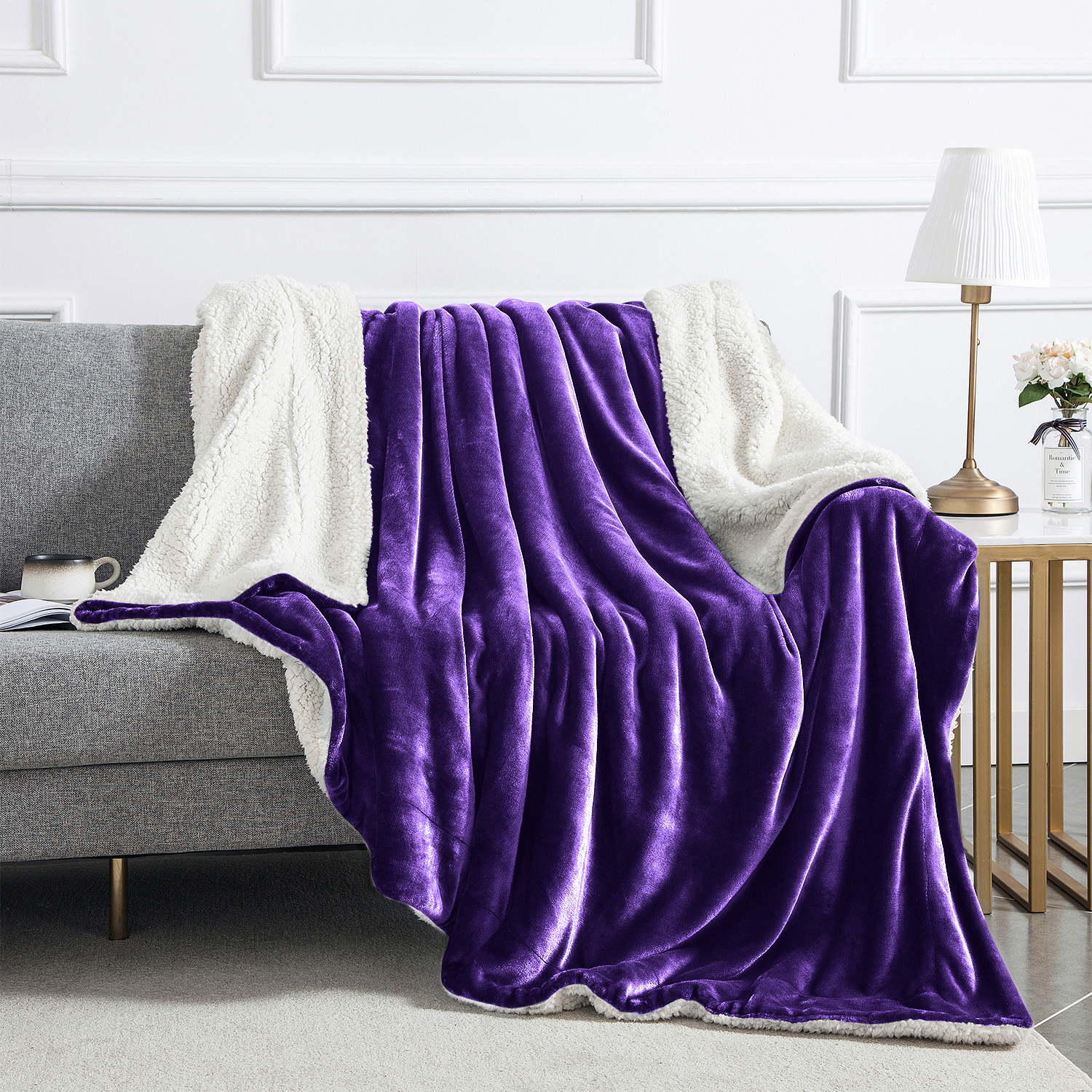 Purple Sherpa blanket