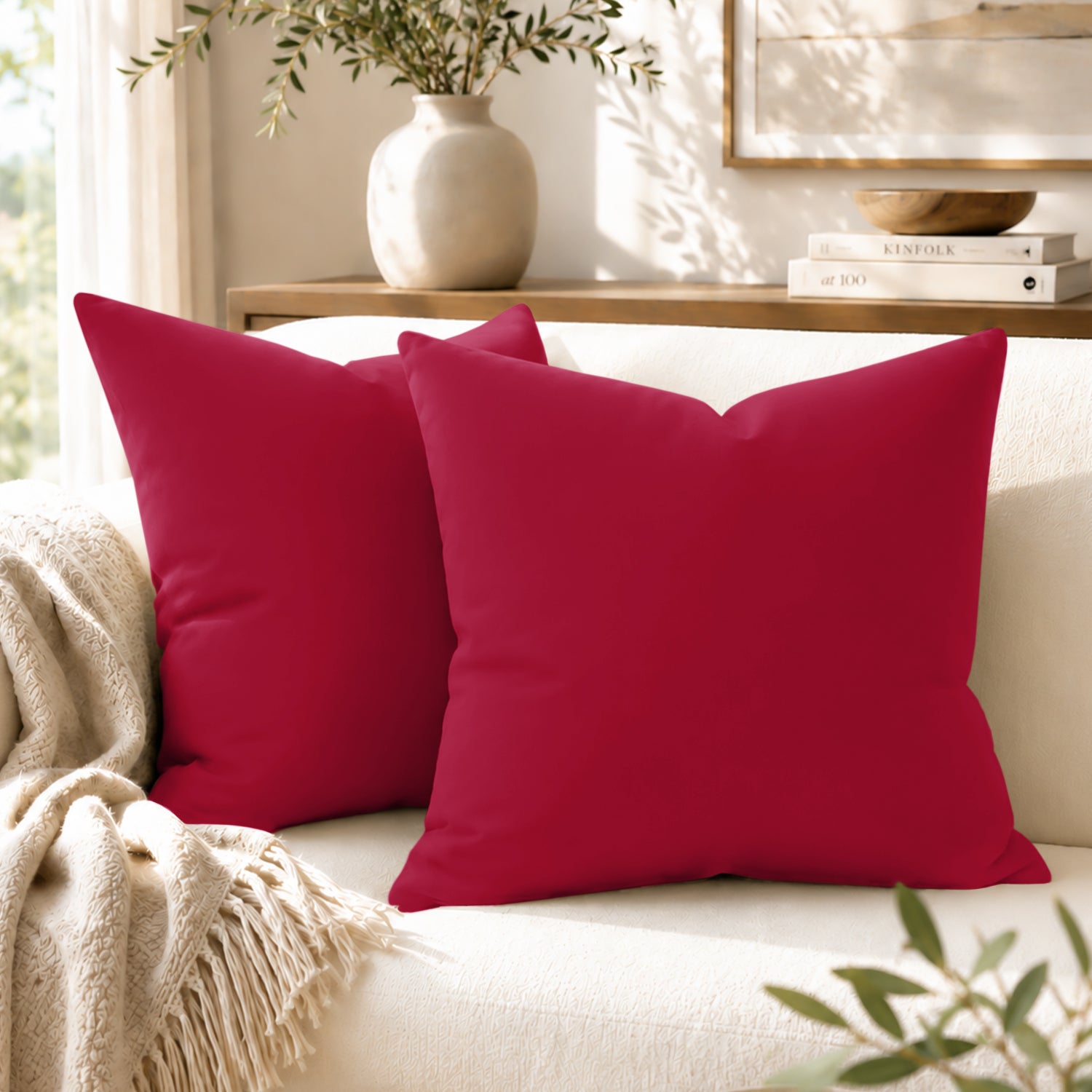 Pair Of Soft Microfibre Plain Cushion Covers for Sofa, Bed & Living Room