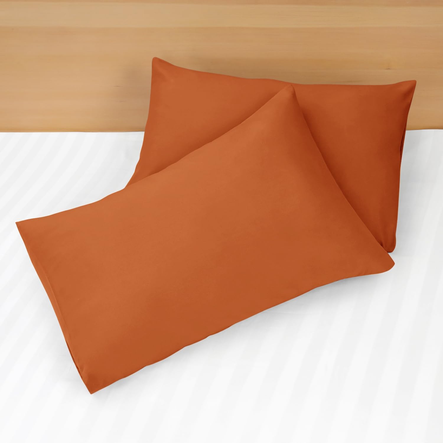4 Piece Plain Bedding Set Rust