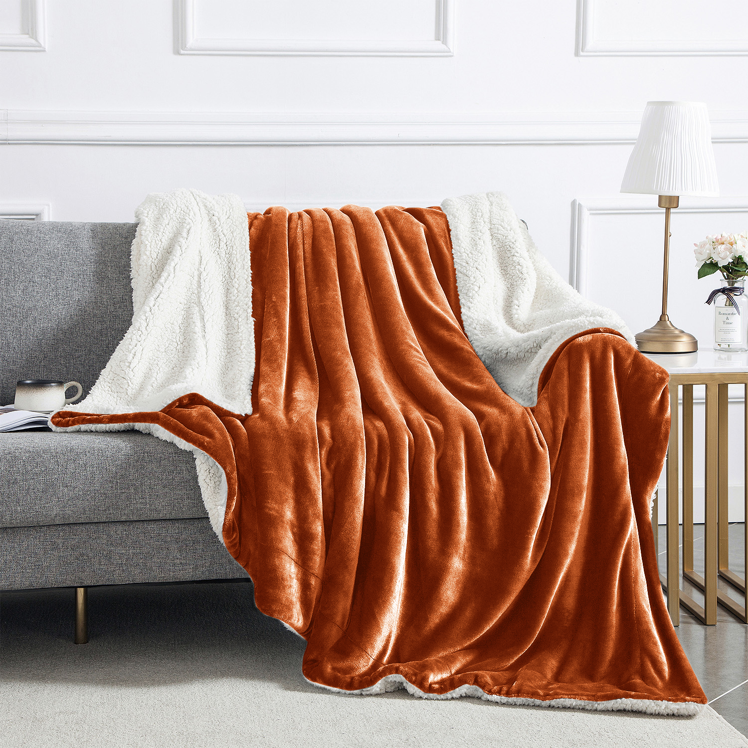 Rust Sherpa blanket
