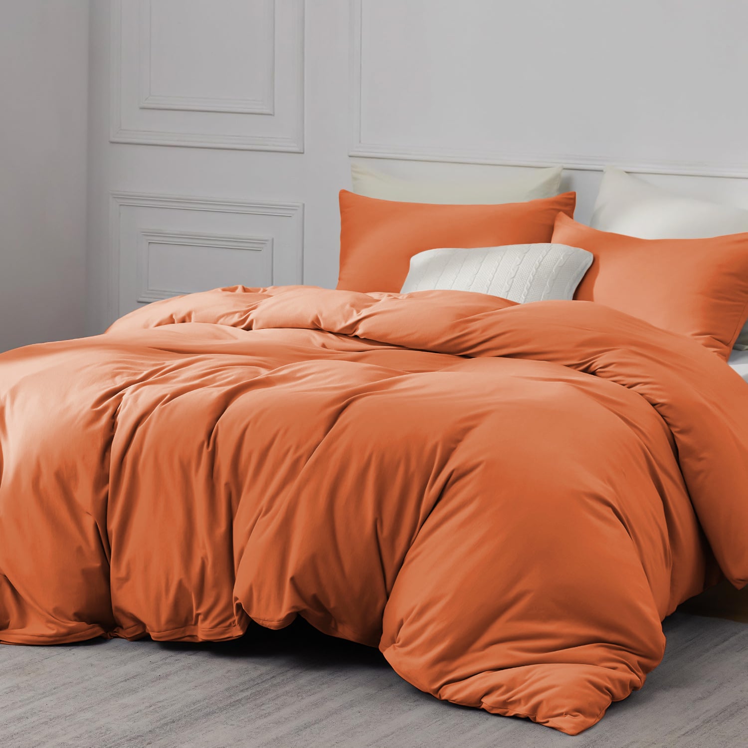 Plain Dye Rust Bedding With Matching Pillowcase Pair