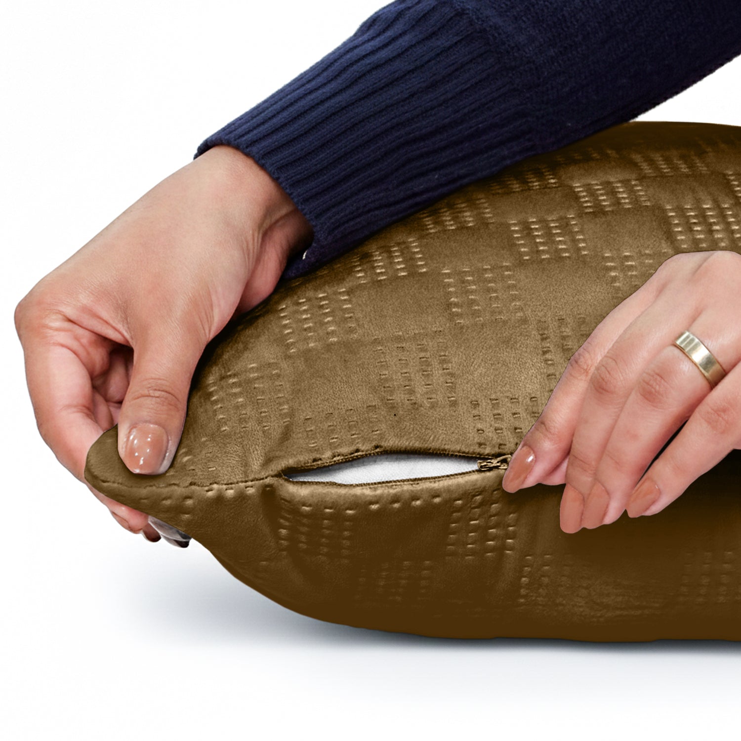 Pack Of 2 Square Velvet Cushion Cover Check Pattern