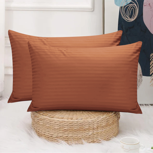 Rust Striped pillowcases