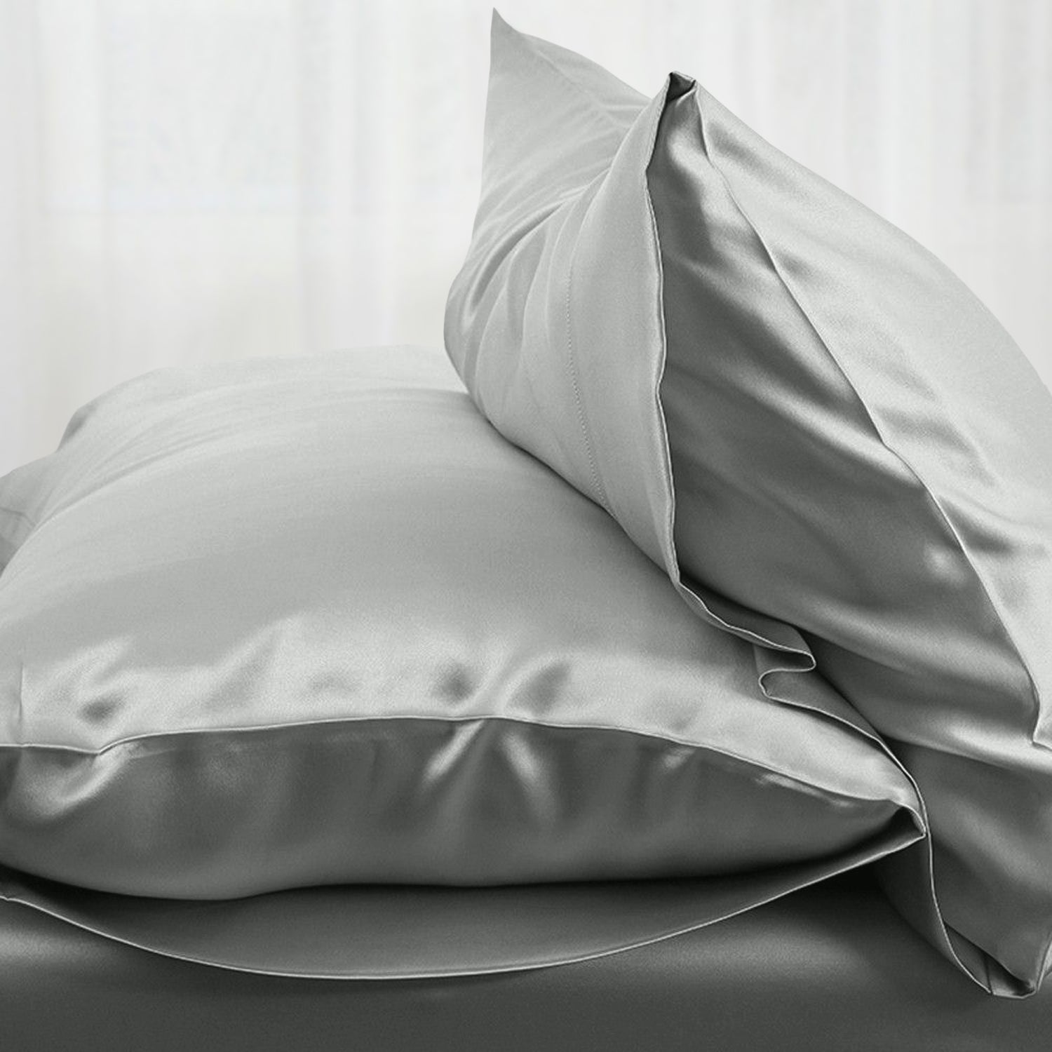Grey satin silk pillowcases