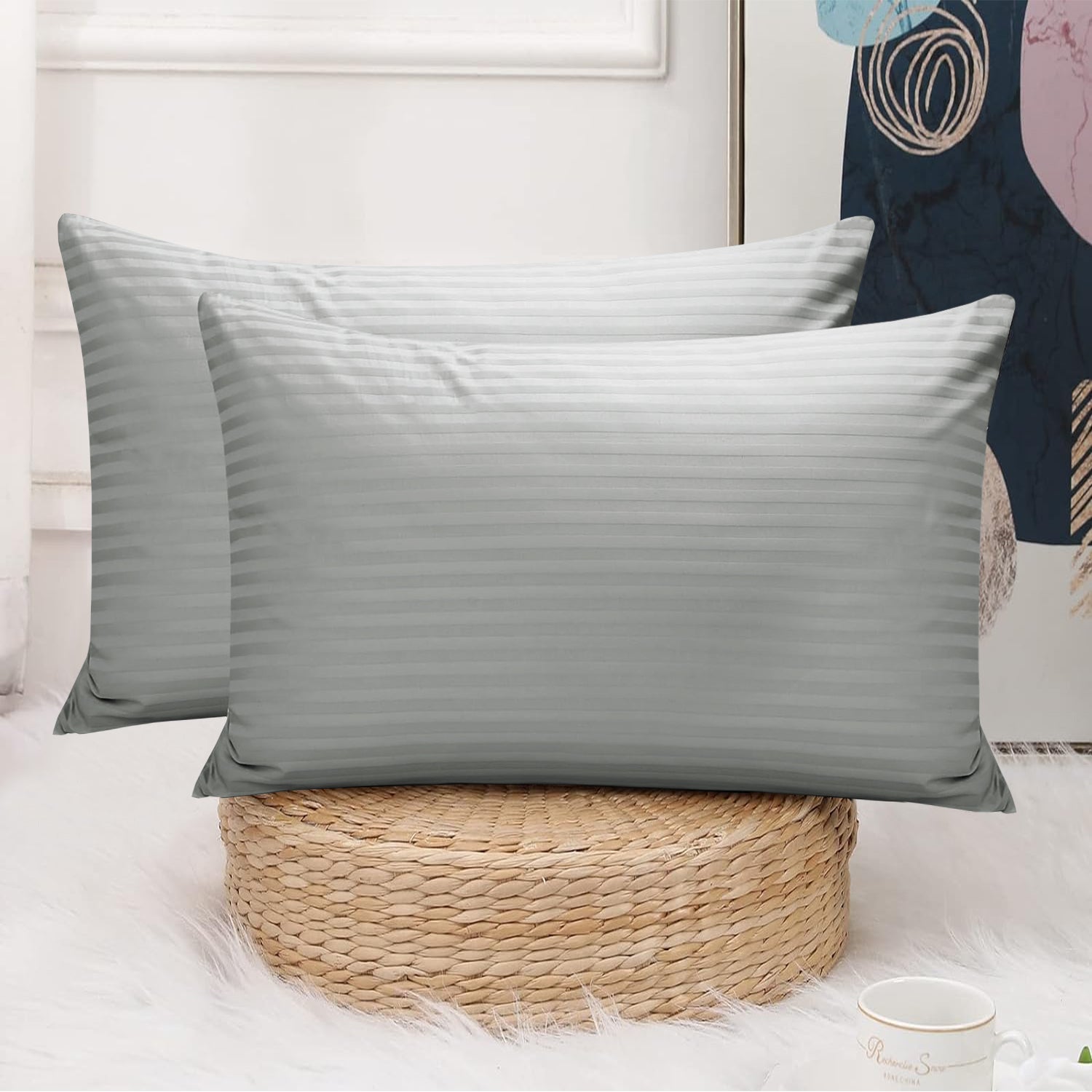 Sliver Striped pillowcases