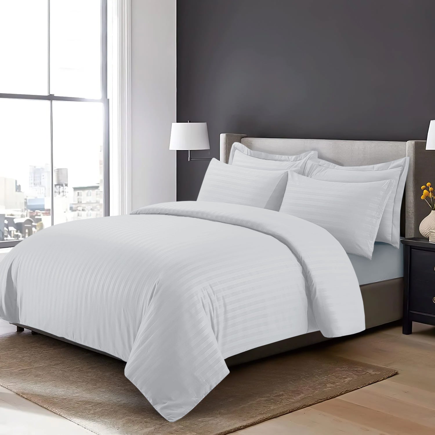 Stripe Silver Duvet Cover Set