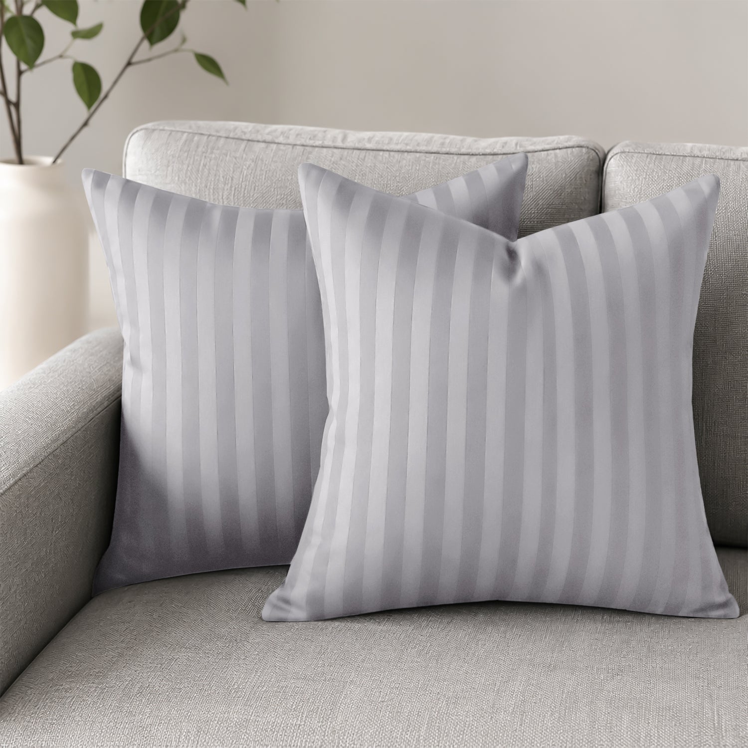 Pair of Soft Microfibre Stripe Cushion Covers for Bed & Living Room Decor