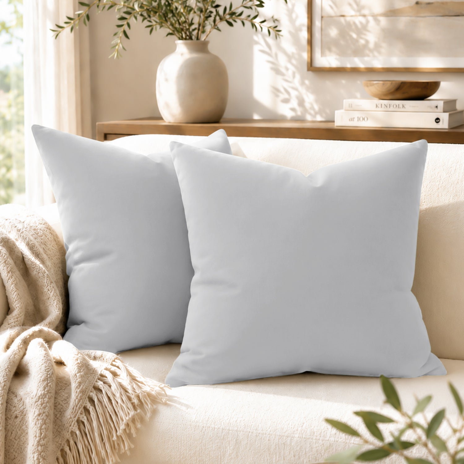Pair Of Soft Microfibre Plain Cushion Covers for Sofa, Bed & Living Room