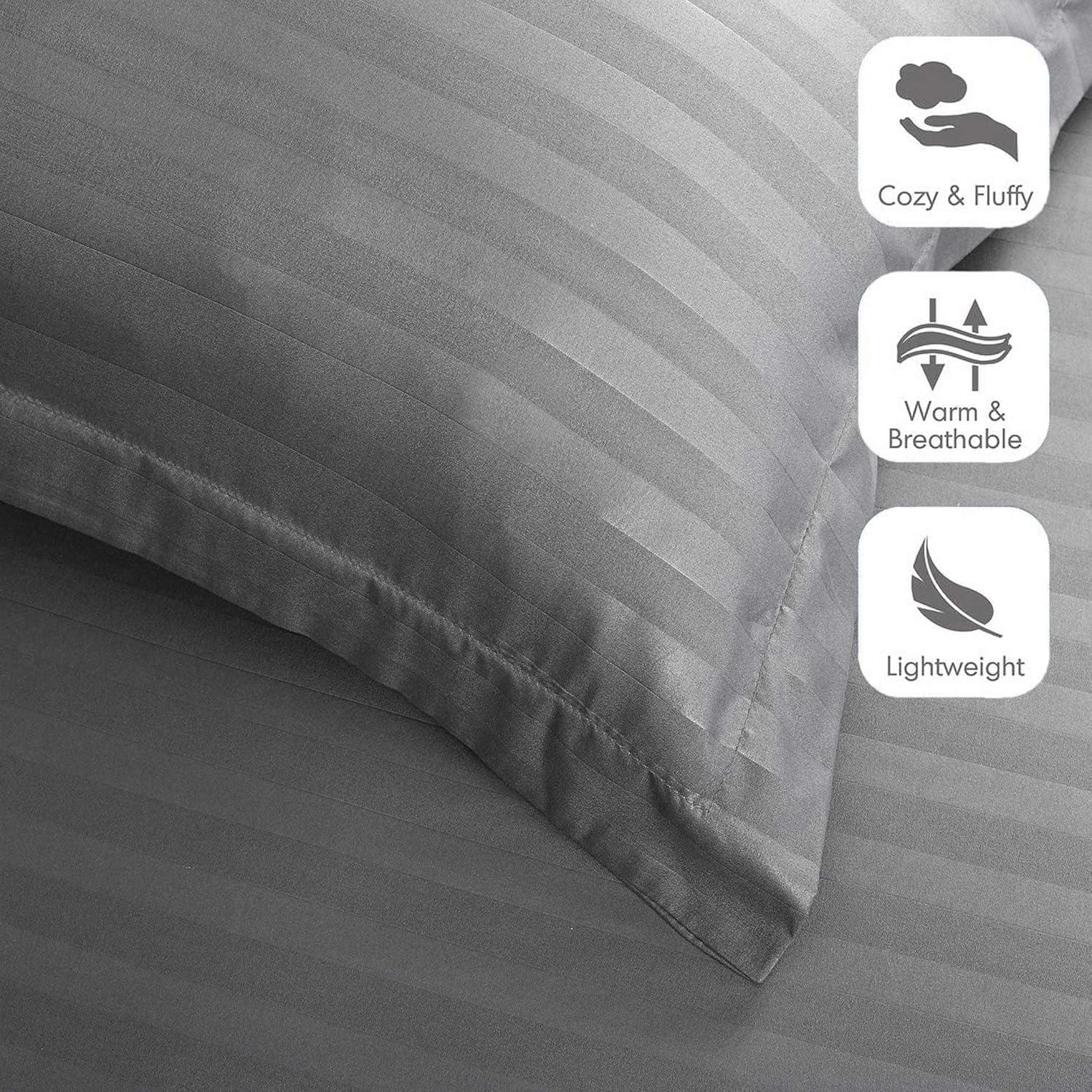 Grey Stripe Duvet Cover set Piece Bed Set