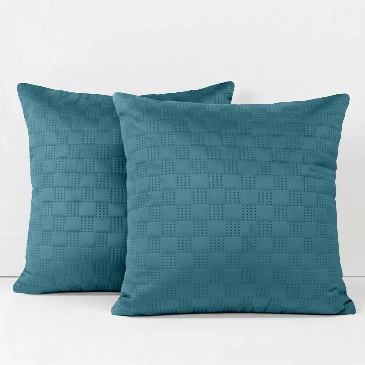 Pack Of 2 Square Velvet Cushion Cover Check Pattern