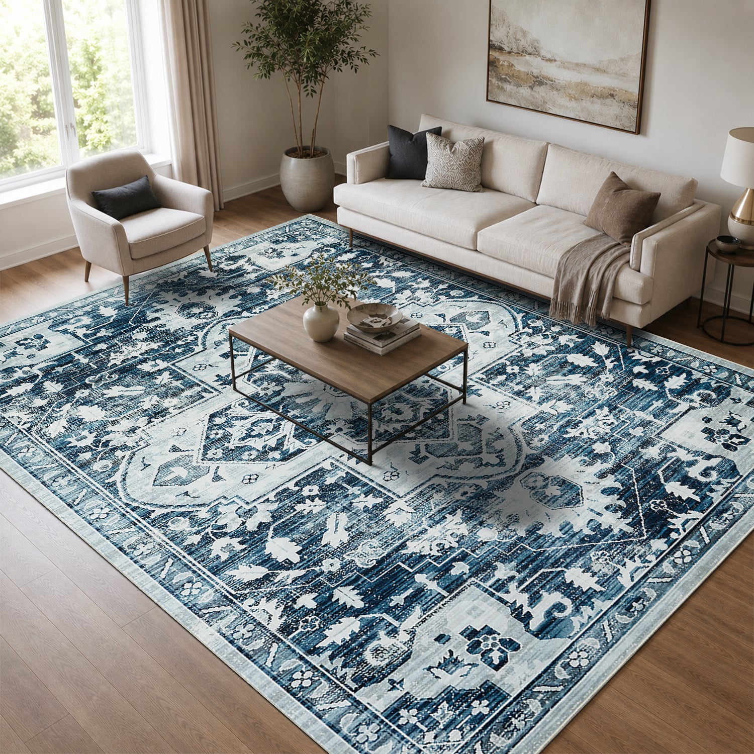 Traditional Rectangular Rug For Living Room