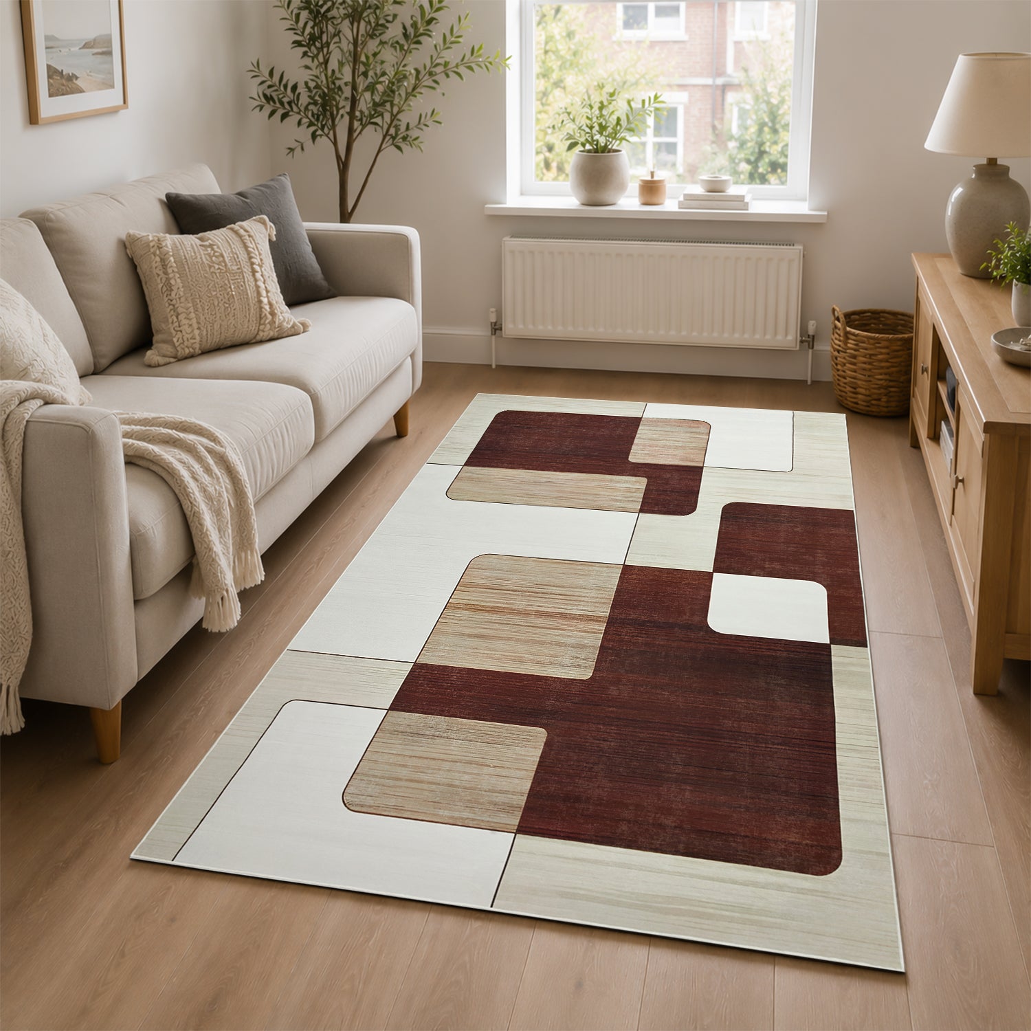 Beige and Brown Rugs for Living Room Modern Design