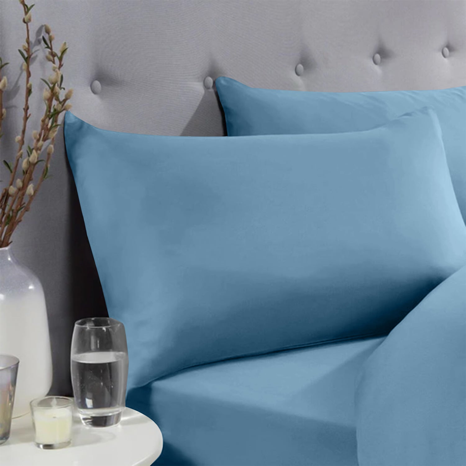 Washed Blue Pillowcases Plain Dye Pair