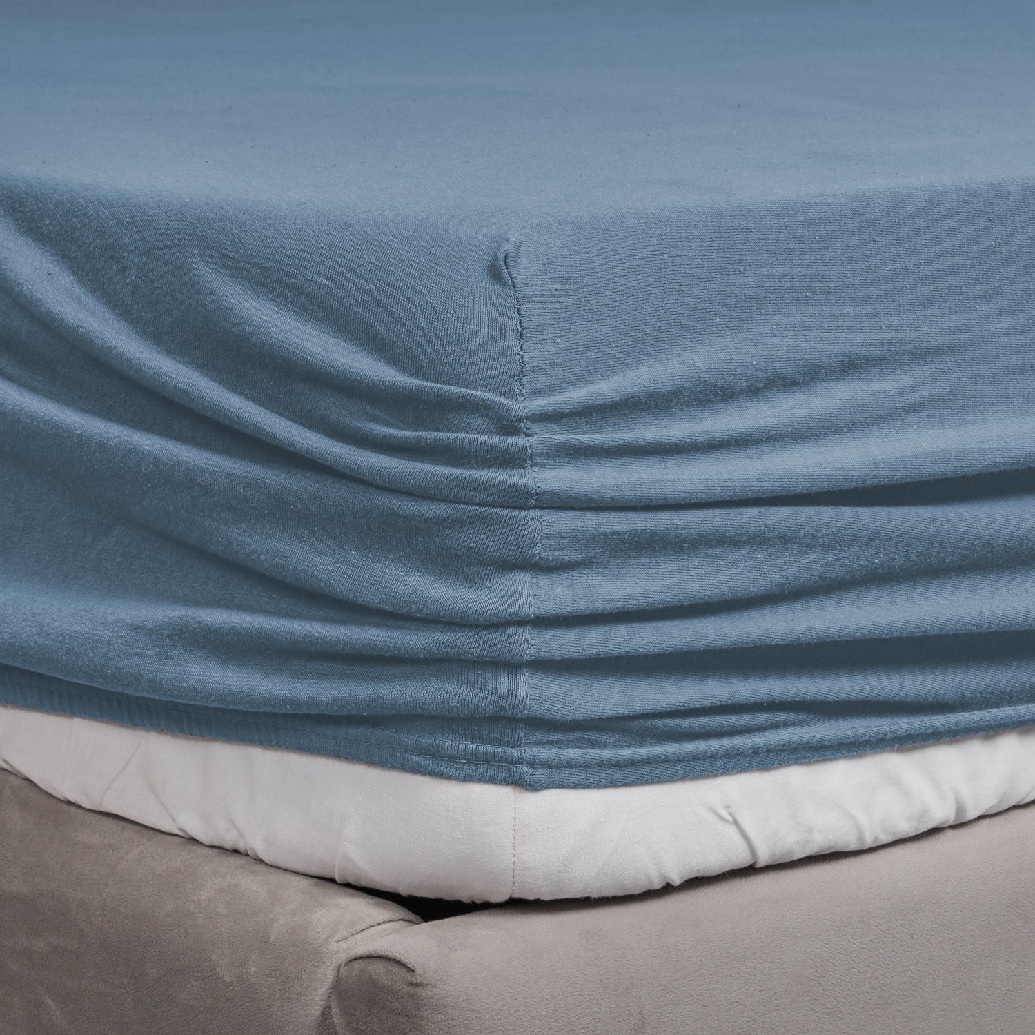 Washed Blue Jersey cotton Fitted Sheet