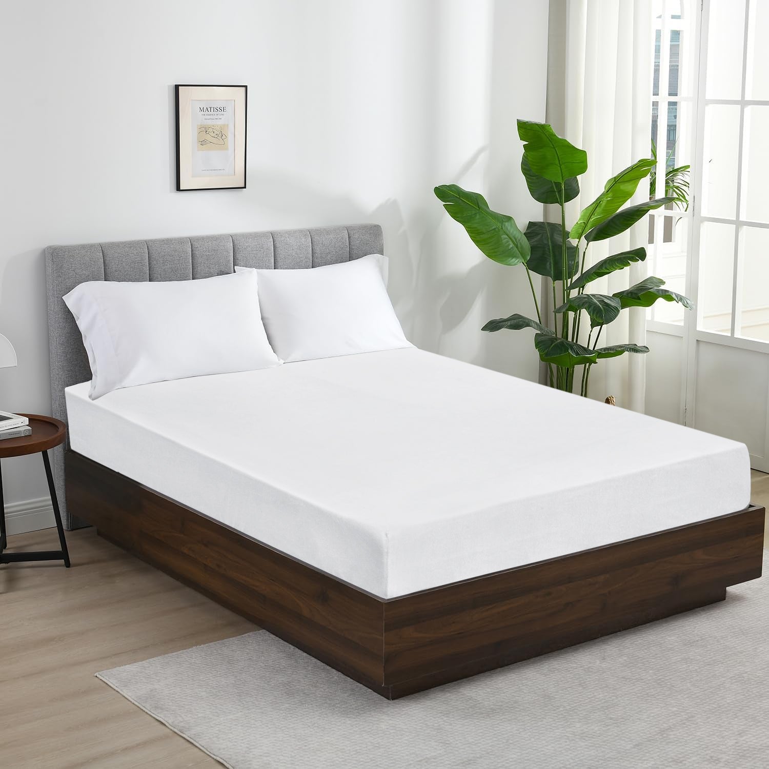 White Jersey cotton Fitted Sheet