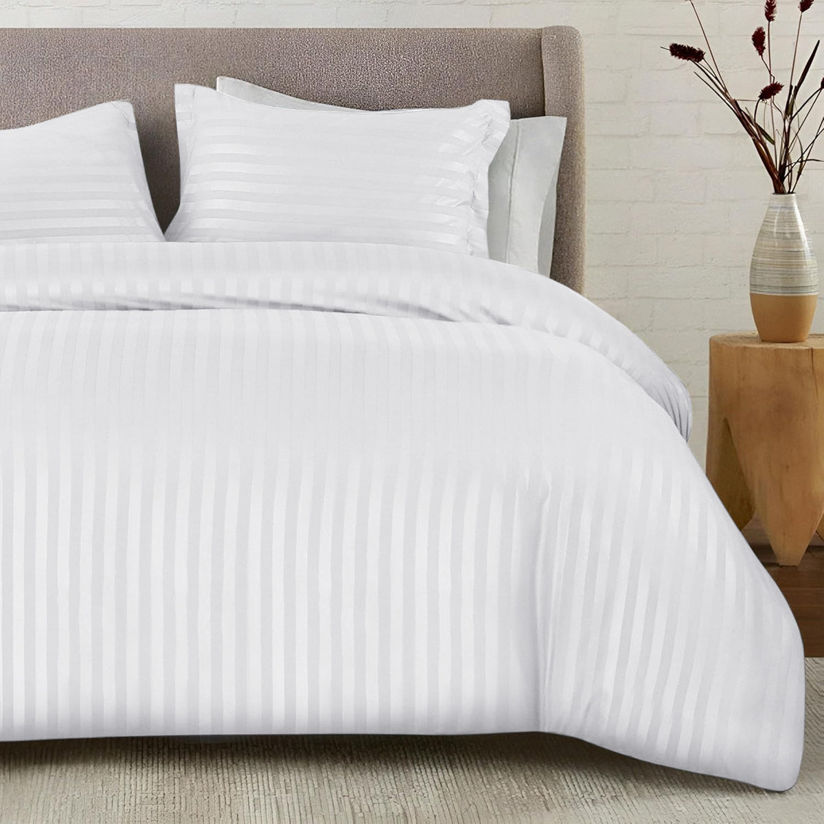 4 Piece Striped Duvet Cover Complete Bedding Set