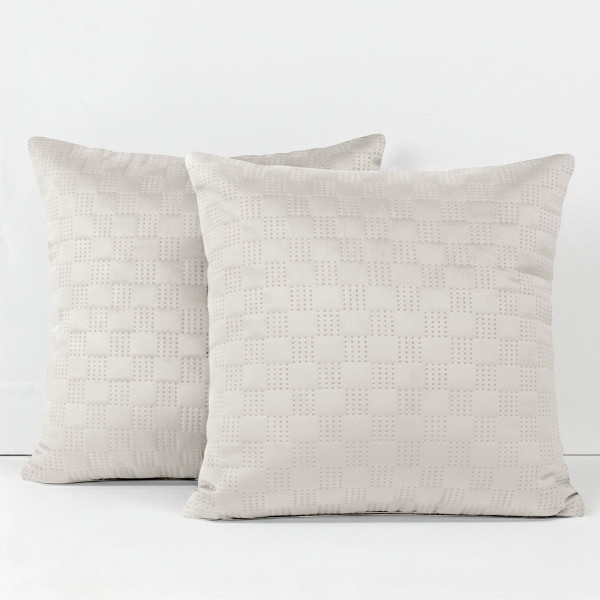 Pack Of 2 Square Velvet Cushion Cover Check Pattern