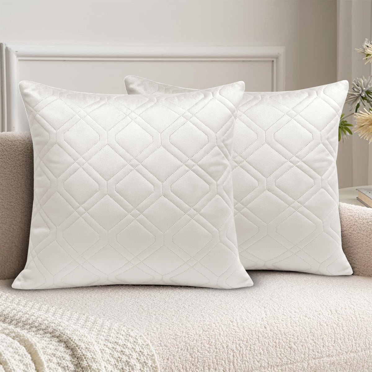 Pack Of 2 Embossed Velvet Cushion Cover Diamond Pattern