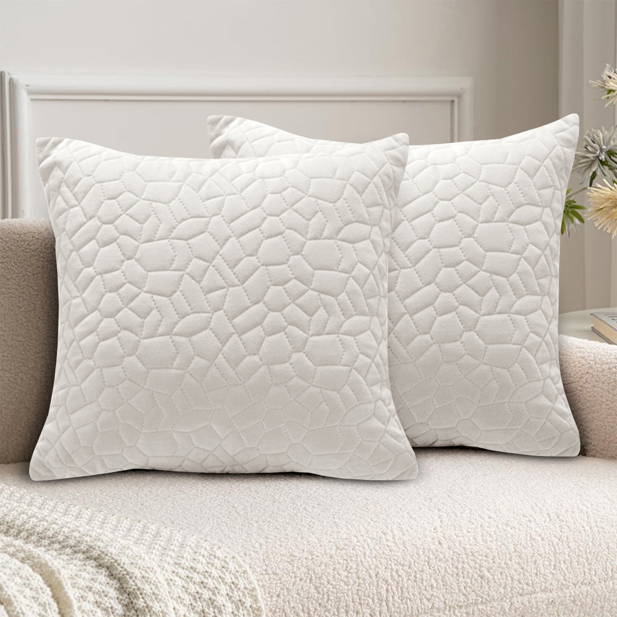 18x18 Pack Of 2 Velvet Cushion Cover Pebbles Pattern