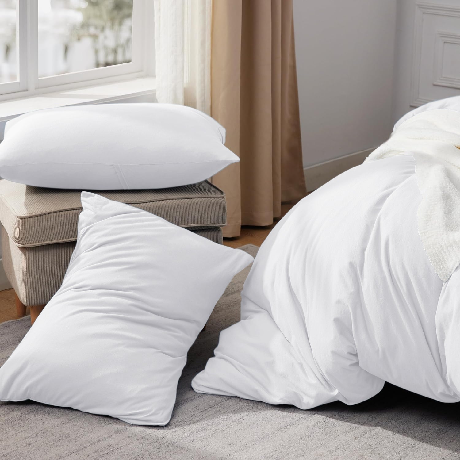 White Bedding Set Plain Dyed