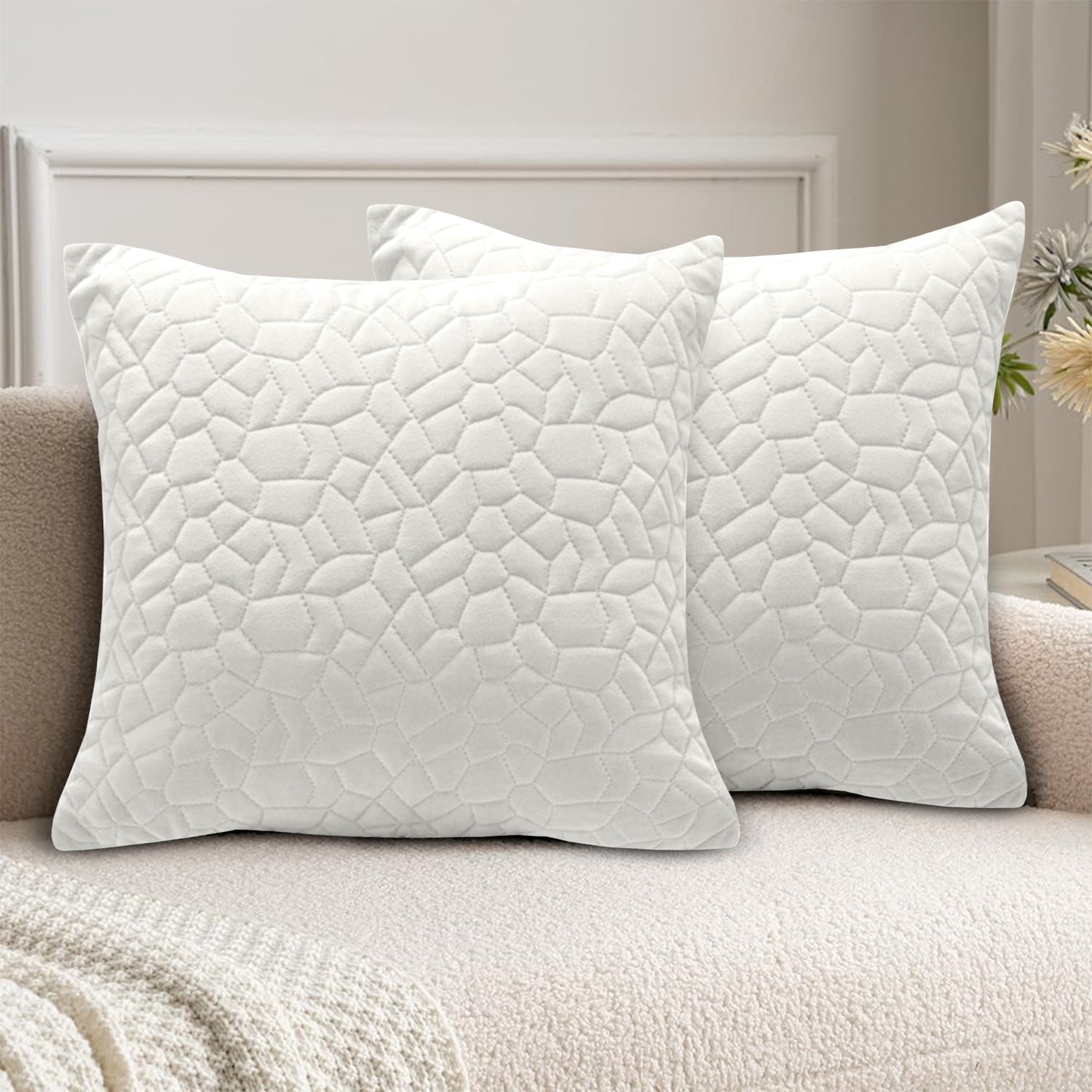 18x18 Pack Of 2 Velvet Cushion Cover Pebbles Pattern