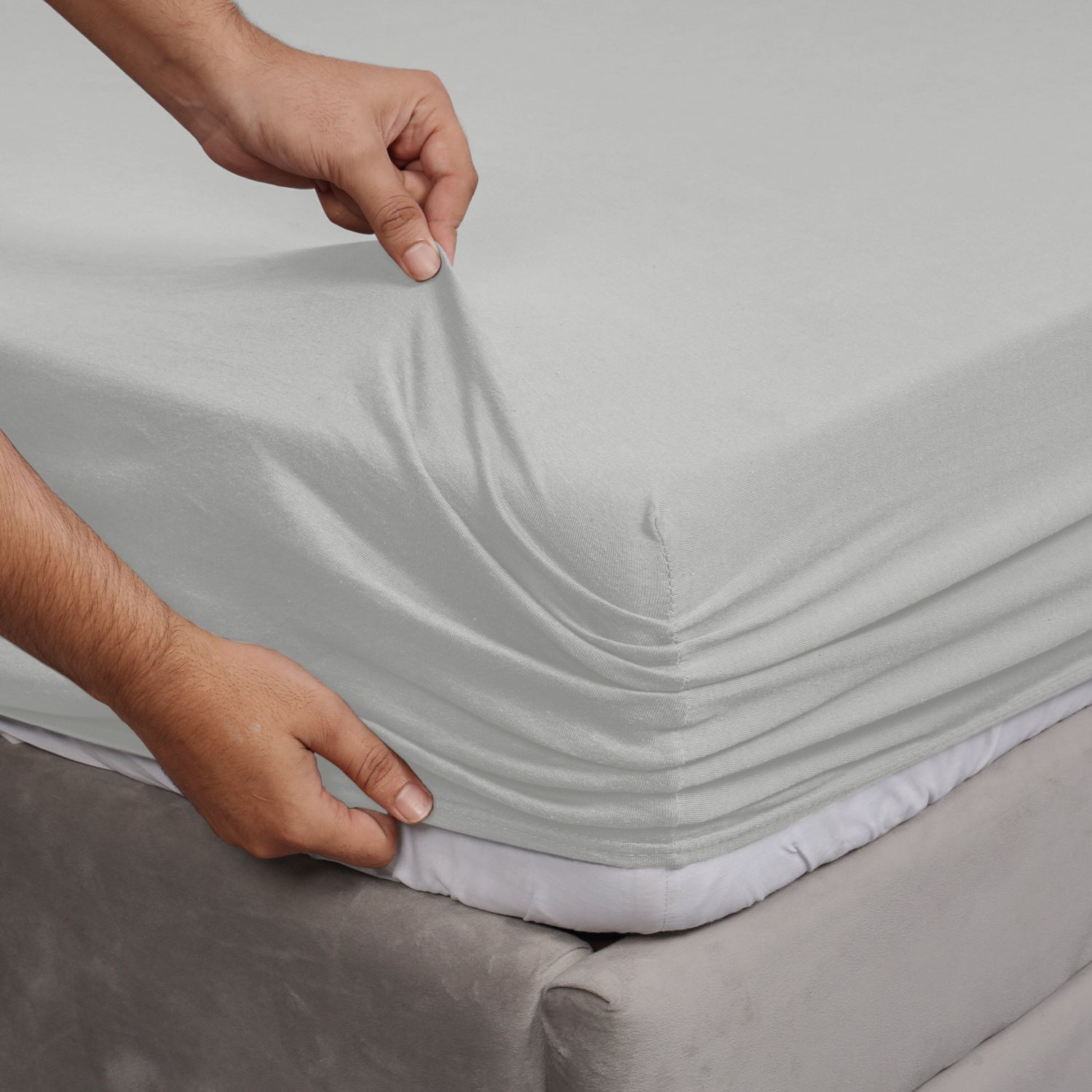 Silver Jersey cotton Fitted Sheet