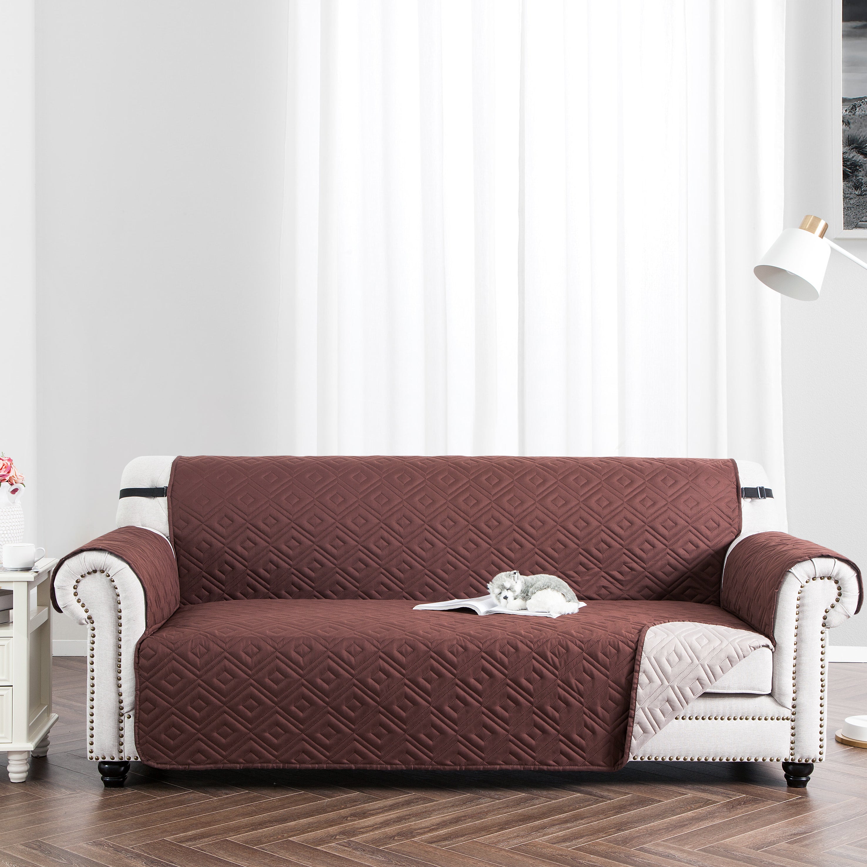 Sofa Protector Cover Reversible Waterproof Non-Slip Brown/Beige
