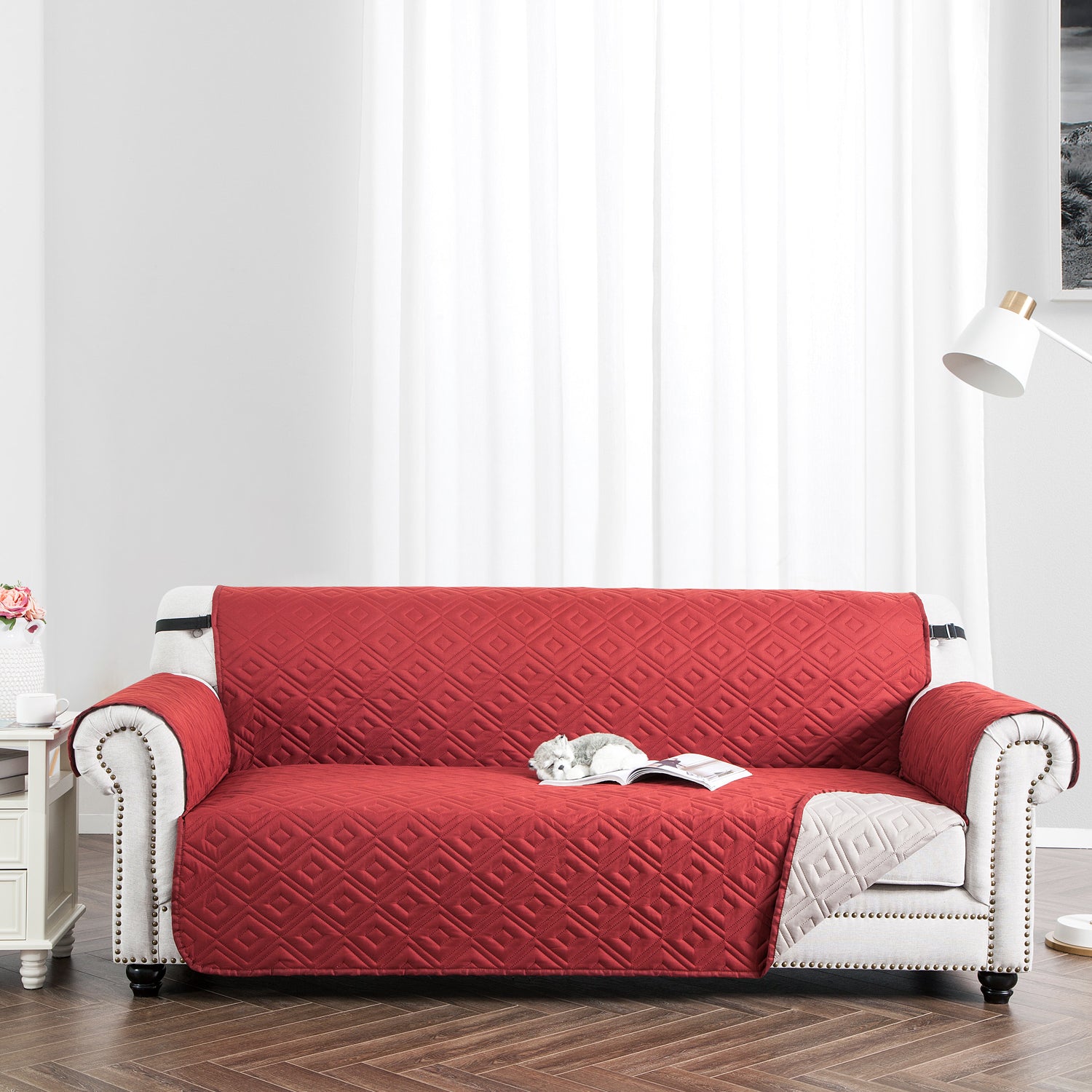Sofa Protector Reversible Burgundy/Beige