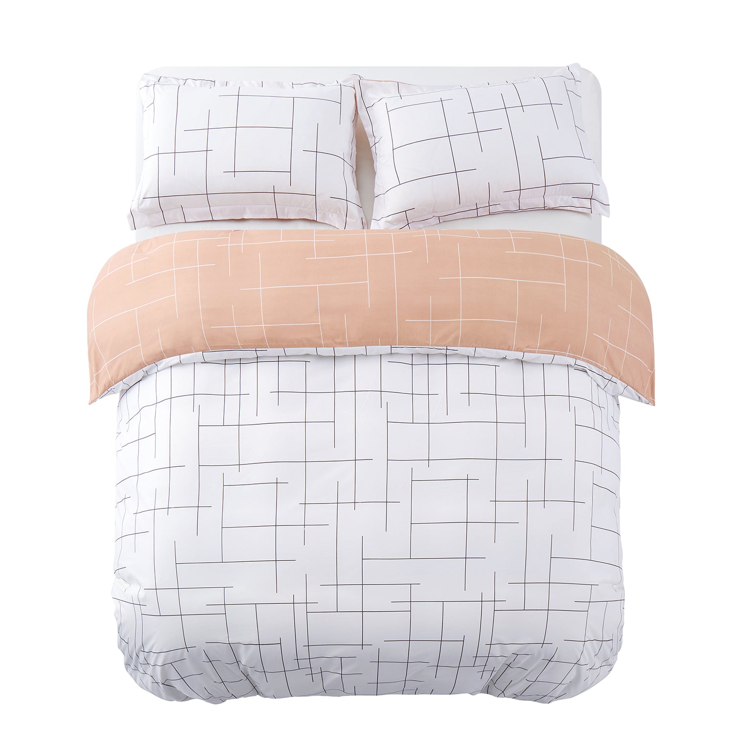 Luxury Duvet Covers Tile Pattern Printed Bedding Set White