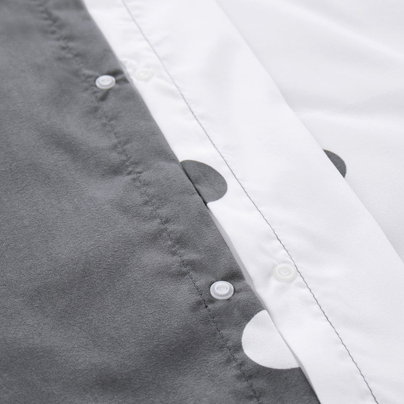 Polka Dot Duvet Cover Reversible Bedding Set White & Grey