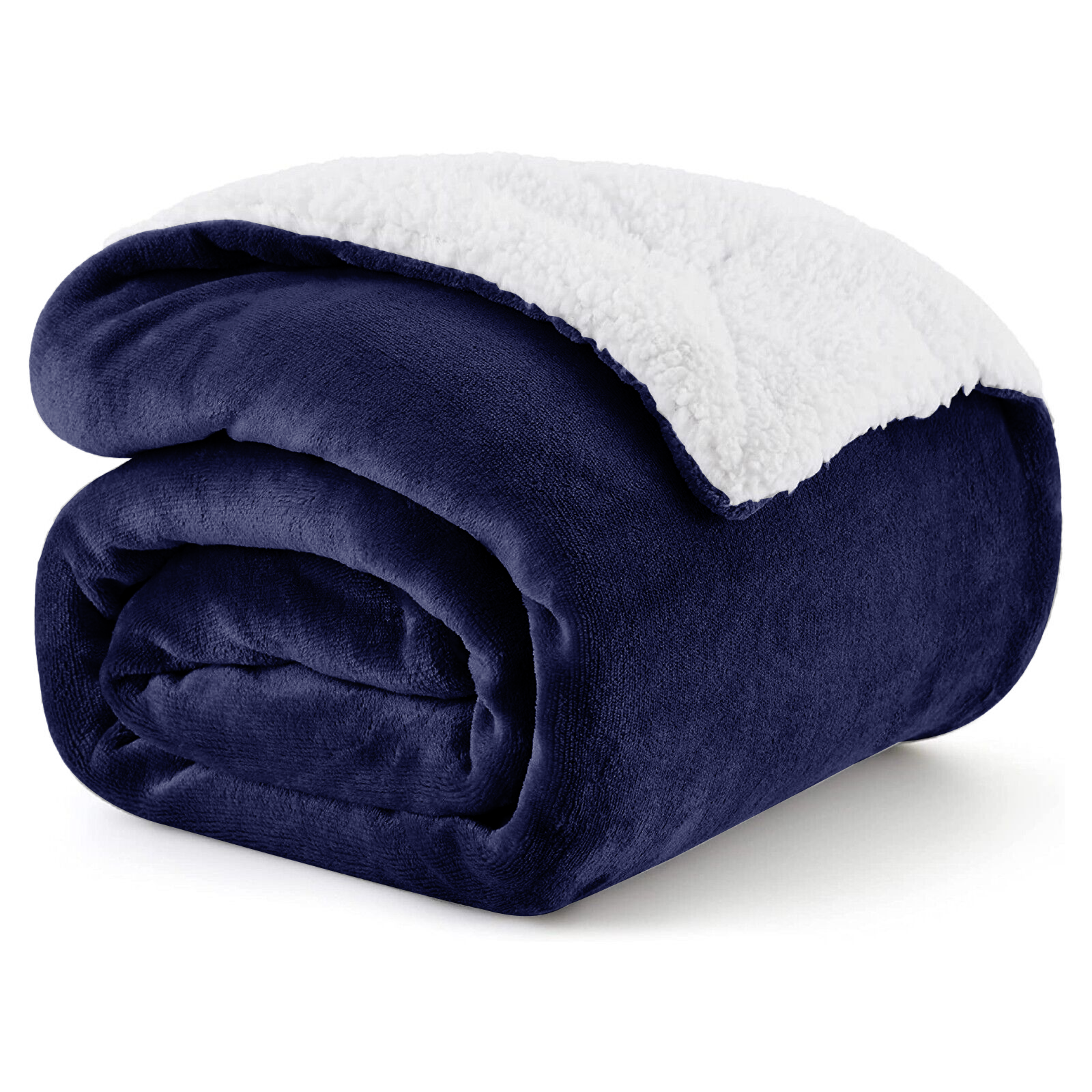 Navy Blue Sherpa throw