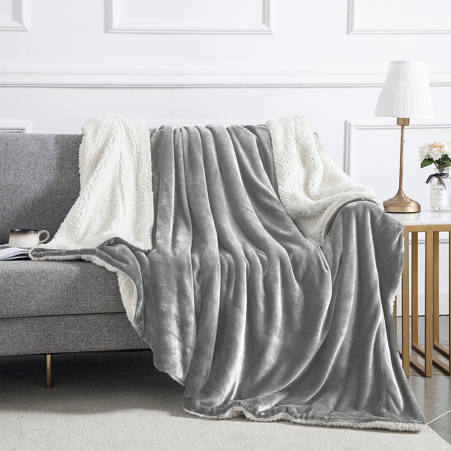 Grey silver throw sale