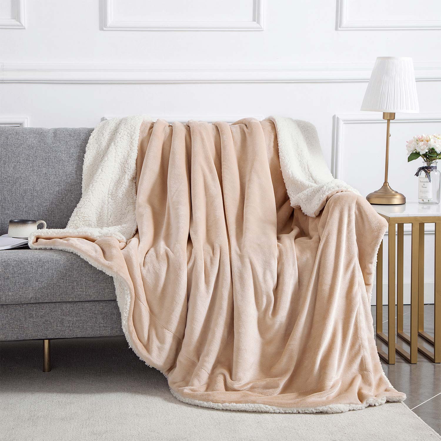 Camel sofa throws
