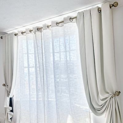 Antique Brass Curtain Pole Set with HoldBacks