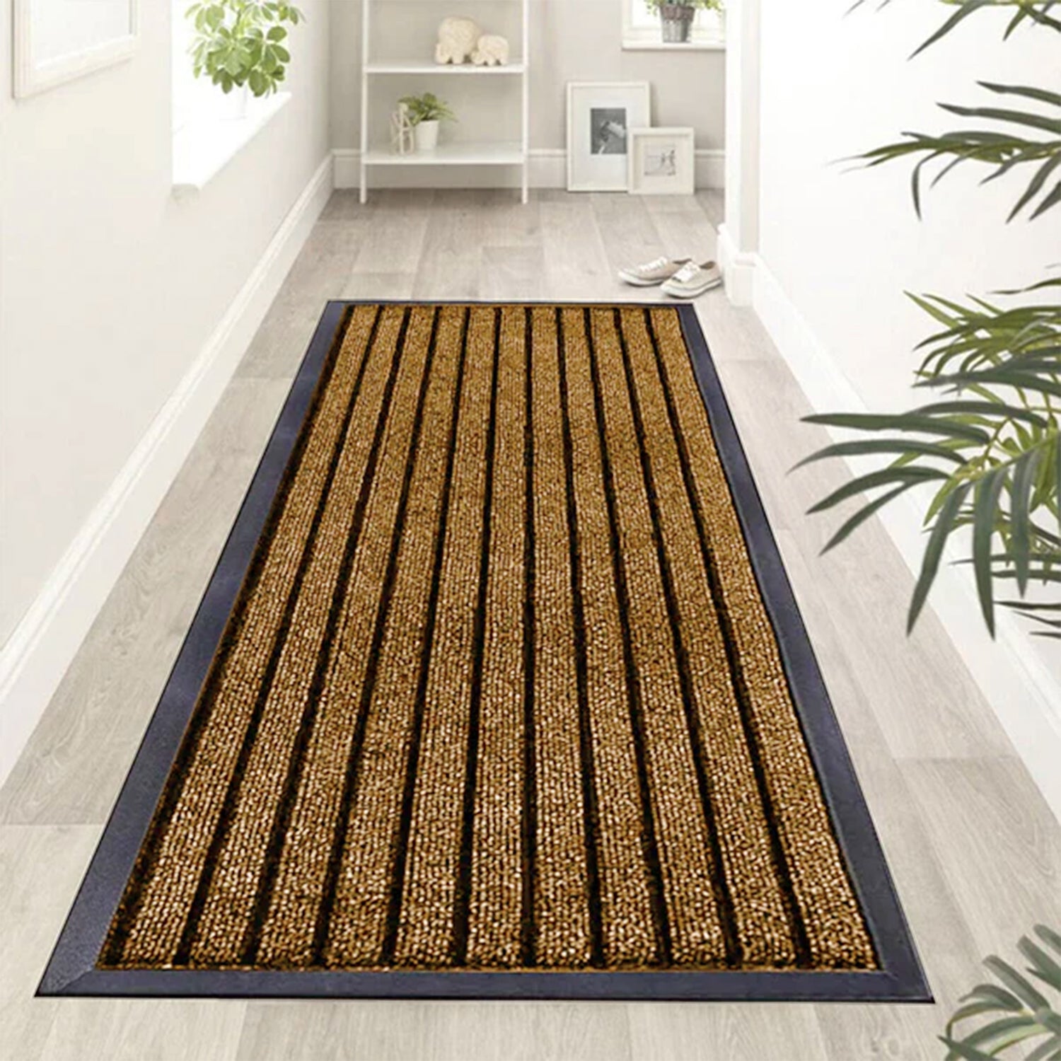 Brown Heavy Duty Door Mats Outside Non Slip Rubber PVC Dirt Trapper