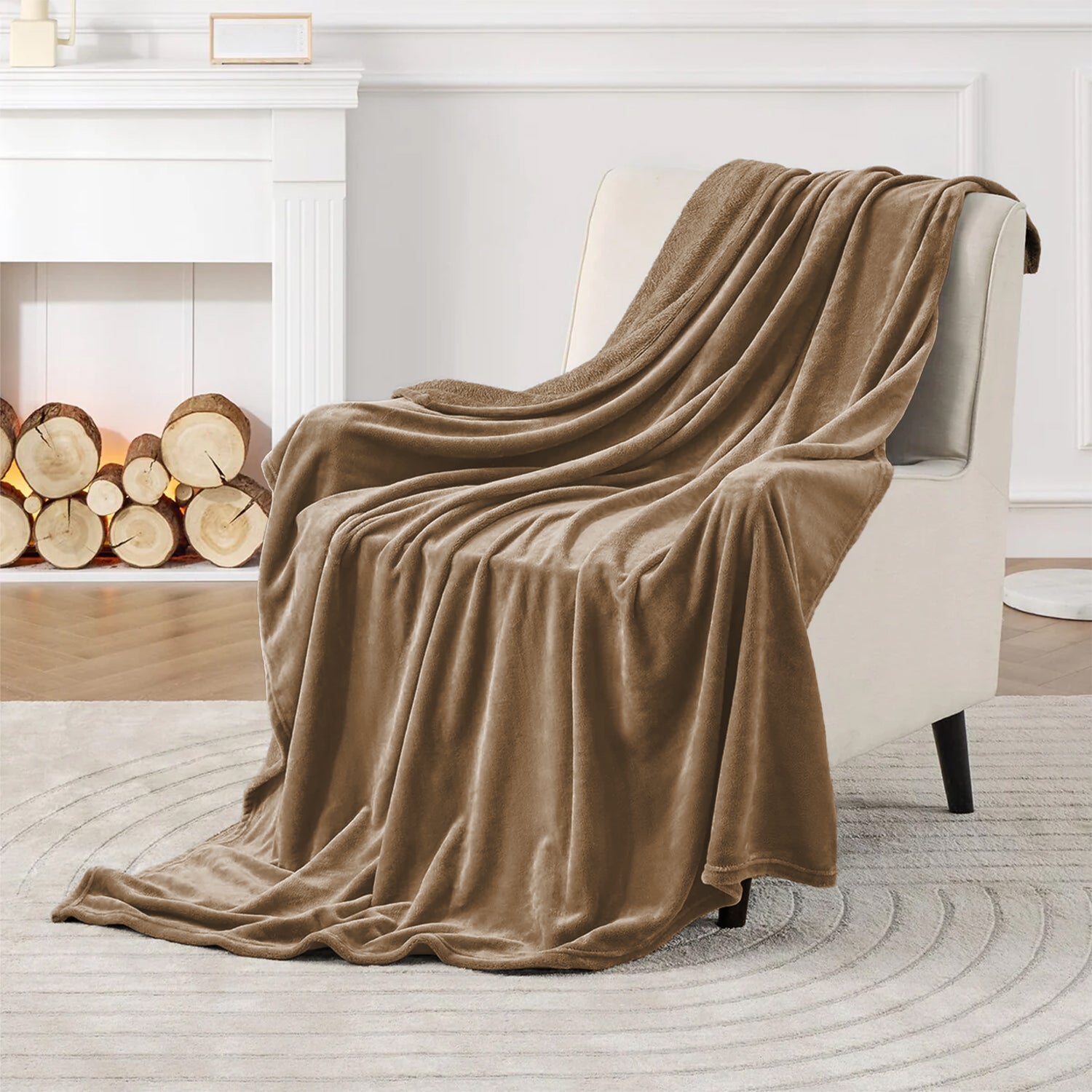 Camel Fleece Blanket Throw