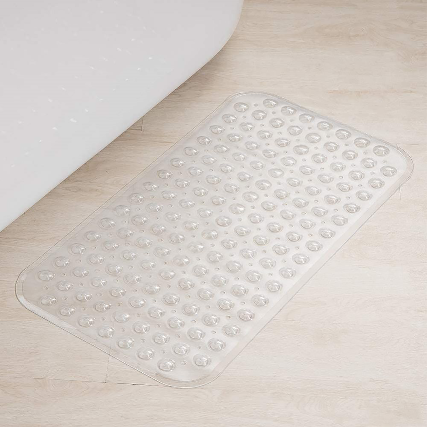 Anti-Slip Strong Suction PVC Rubber Bathroom Shower Mat White