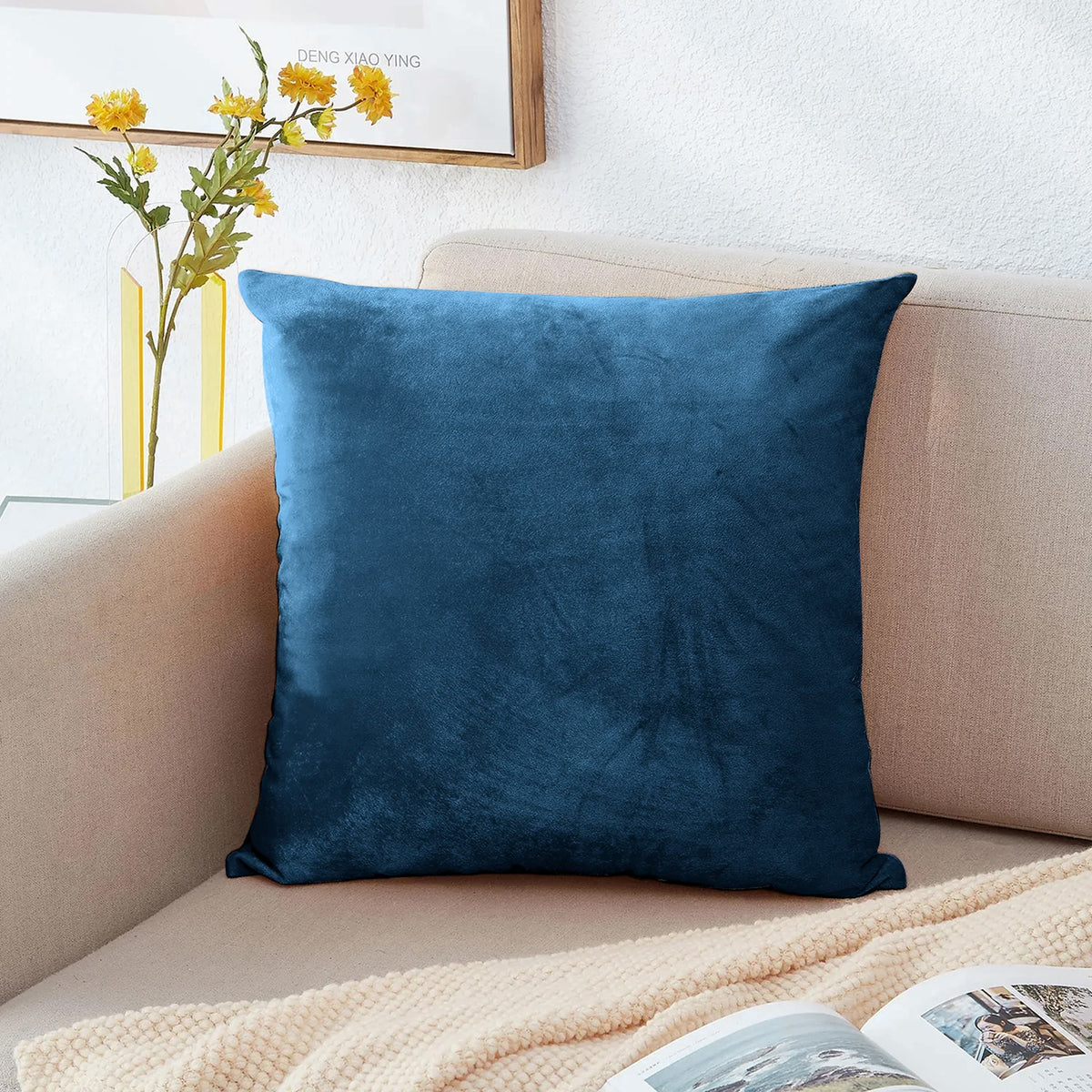 Plain Velvet Cushion Covers 45×45 & Filled Cushion
