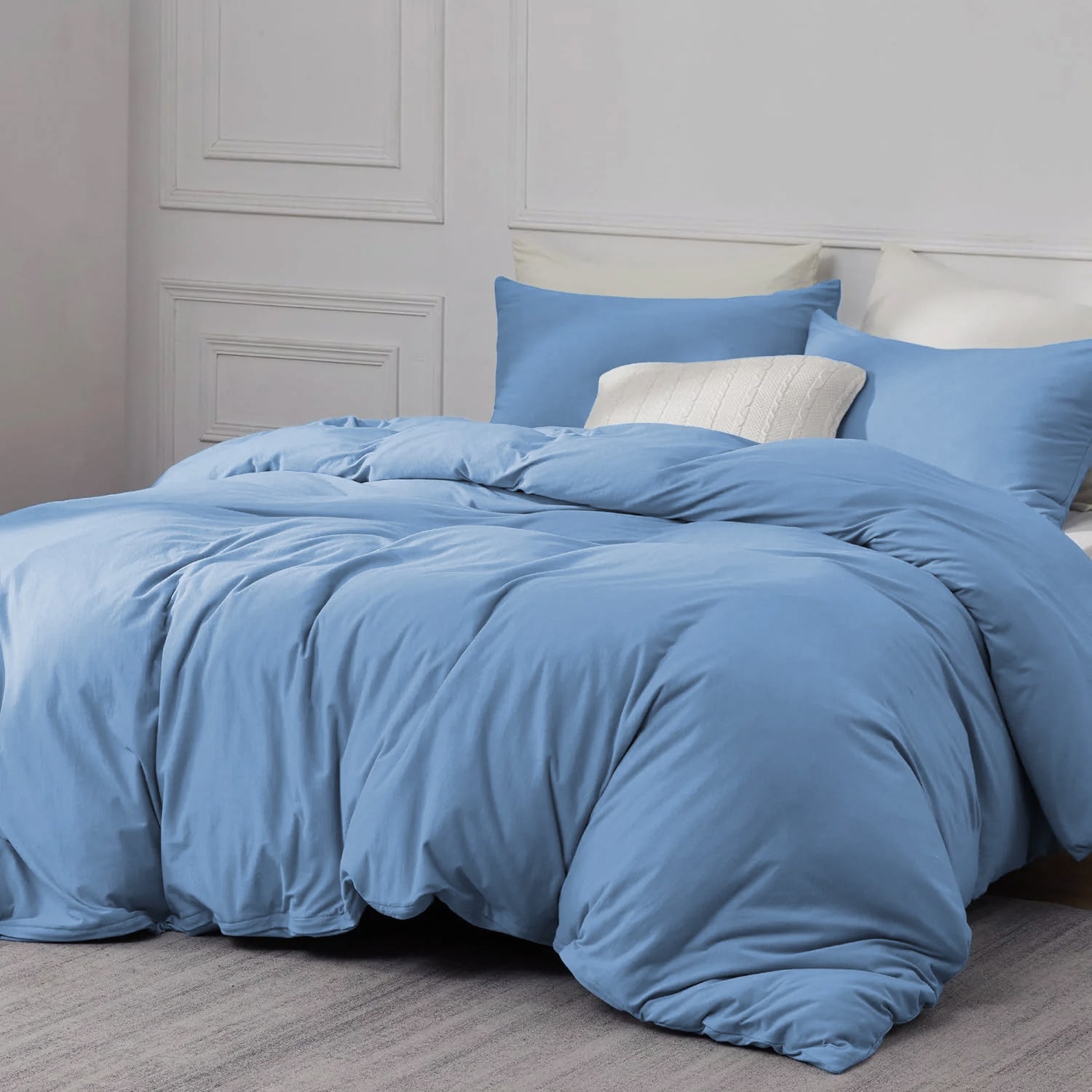 Light Blue Plain Duvet Cover & Pillowcase Set