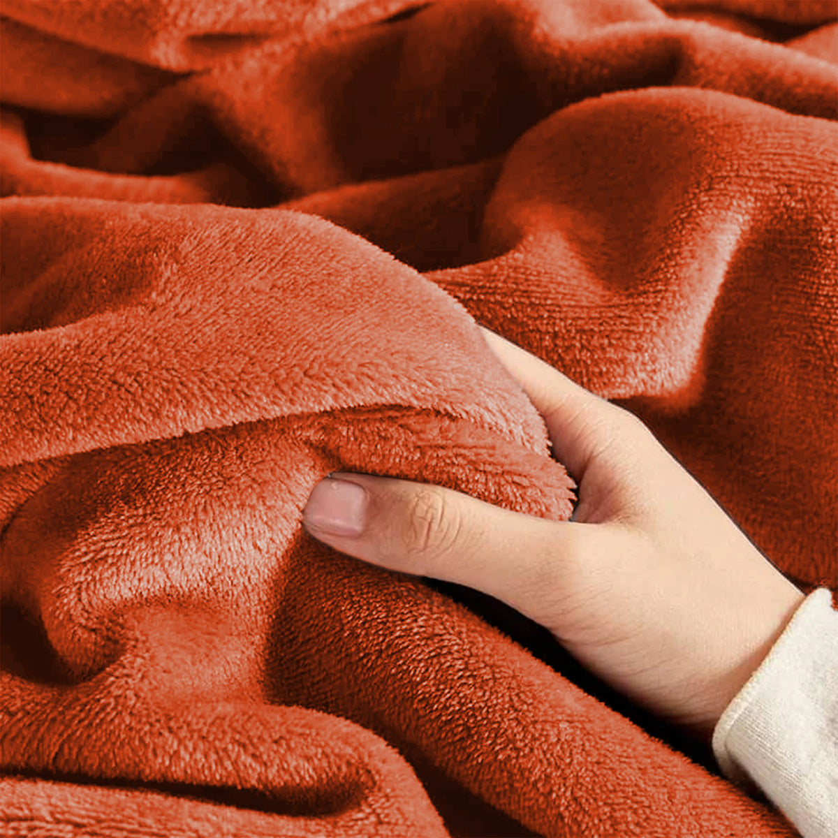 Rust Fleece Blanket Throw