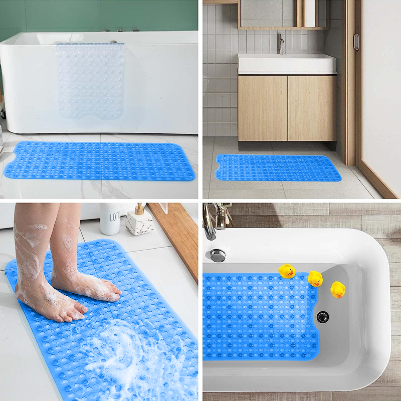 Anti-Bacterial Bathtub Shower Mat Large Non-Slip Rubber Mat Light Blue