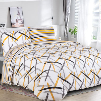 Ochre Stripe Reversible Duvet Cover Set