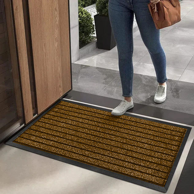 Brown Door Mat Non Slip Rubber PVC Dirt Trapper