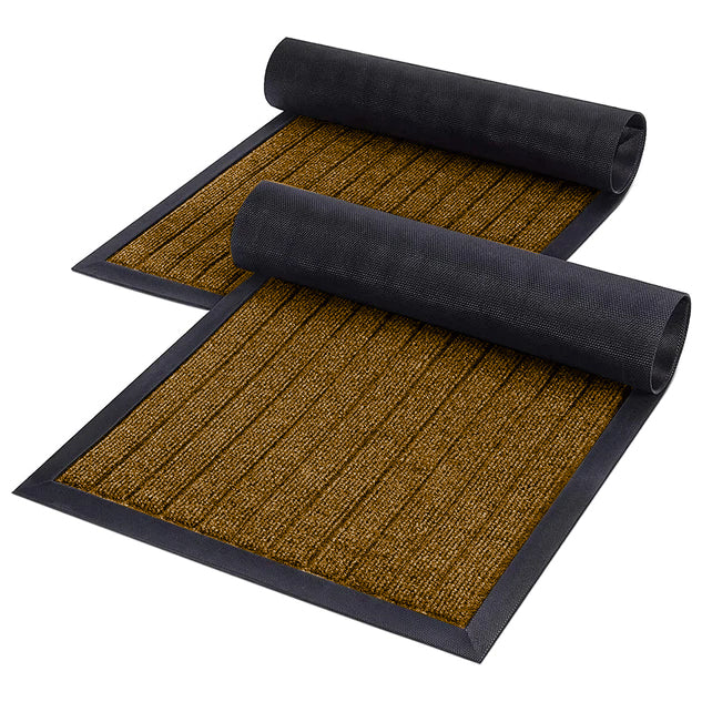 Brown Door Mat Non Slip Rubber PVC Dirt Trapper