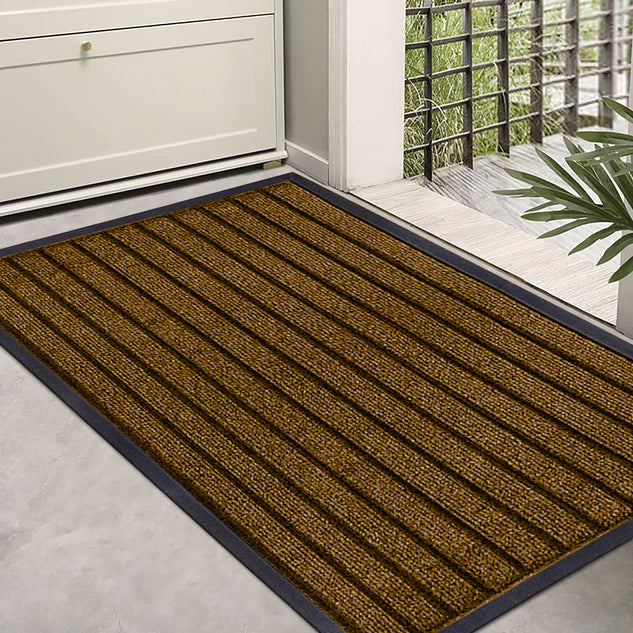 Brown Door Mat Non Slip Rubber PVC Dirt Trapper