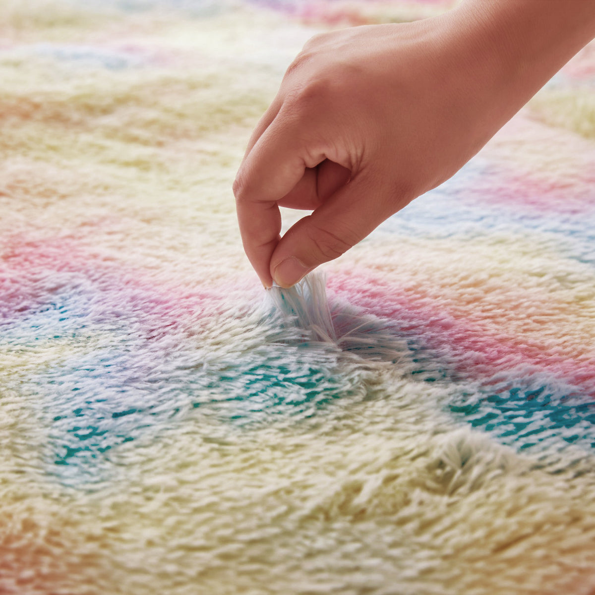 Large Rainbow Rug Shaggy Soft Deep Pile