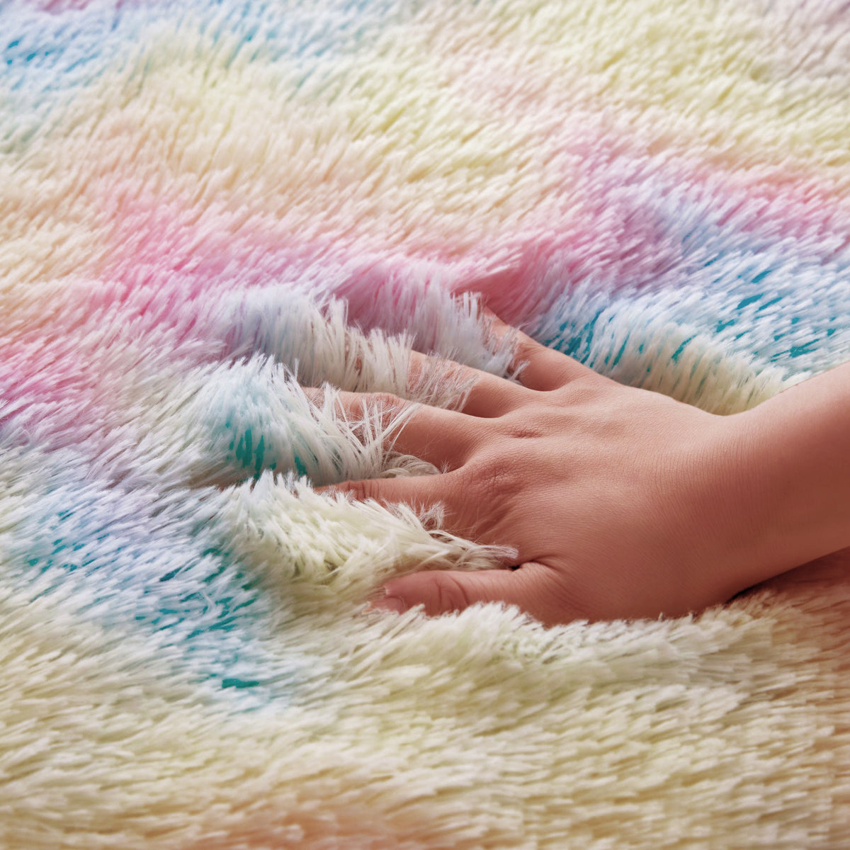 Large Rainbow Rug Shaggy Soft Deep Pile