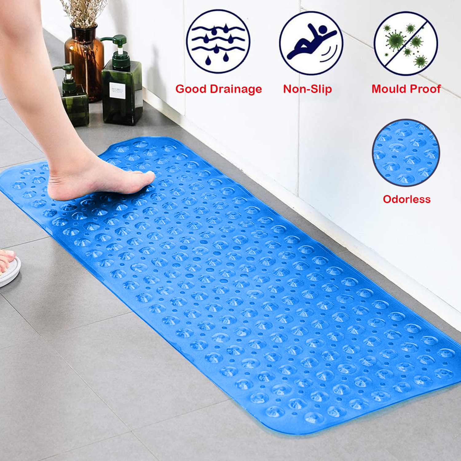 Large Bathtub Shower Mat Light Blue