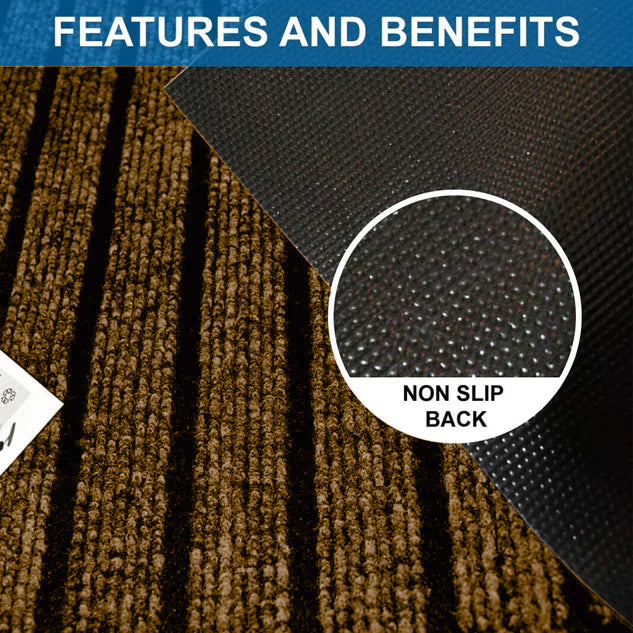 Brown Door Mat Non Slip Rubber PVC Dirt Trapper